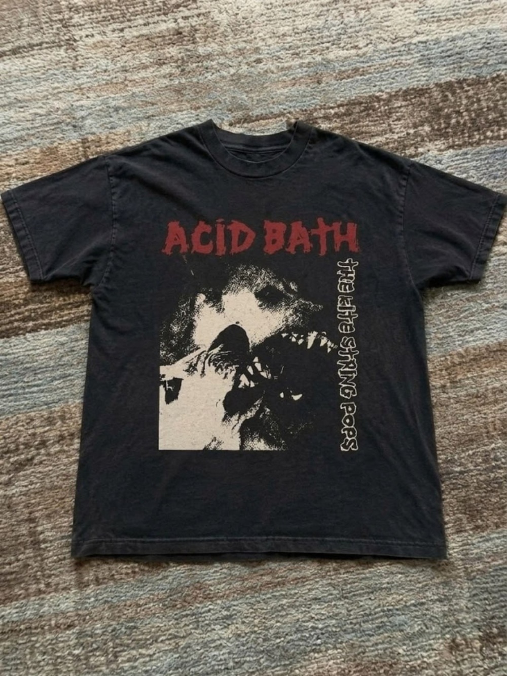 Black Acid Bath Graphic Band T-Shirt with Red Logo